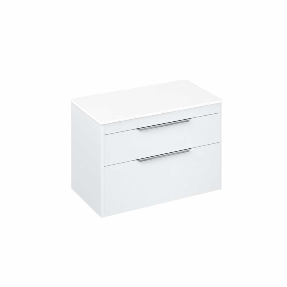 Shoreditch 85cm double drawer Matt White with White Worktop